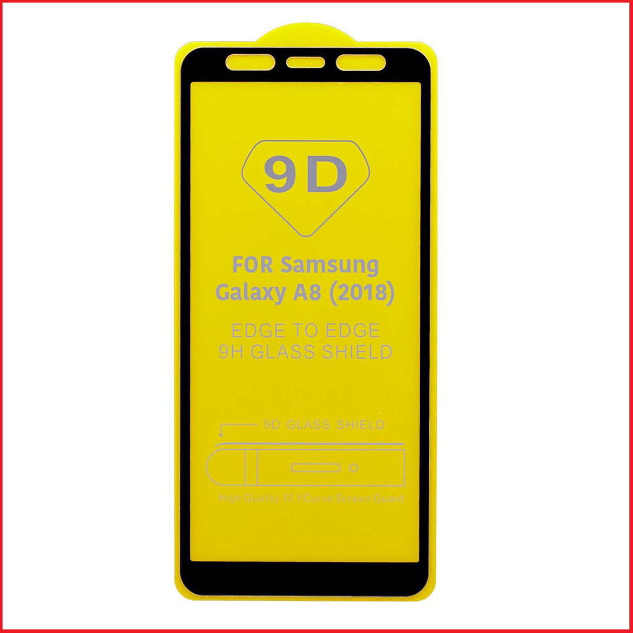 Защитное стекло Full-Screen для Samsung Galaxy A8 Plus (2018) SM-A730 черный (5D-9D с полн. прокл.)