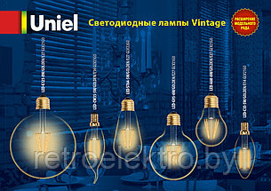 Лампа светодиодная Vintage UNIEL LED-A60-6W/GOLDEN/E27 GLV21GO, золотистая колба, фото 2