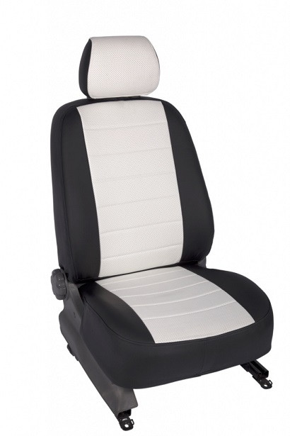 Чехлы из экокожи для LADA Granta sedan 40/60 airbag 2012-н.в. черный+белый
