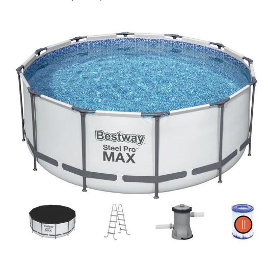 Каркасный бассейн Bestway Steel Pro MAX 366х122см, 10250л, фильтр + насос, лестница, тент