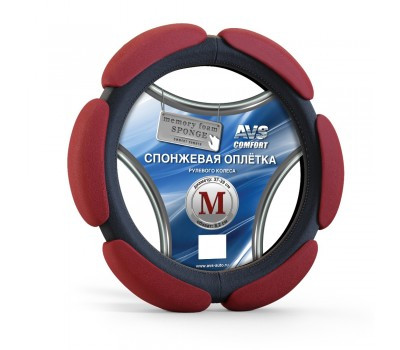 Оплетка спонжевая руля AVS SP-426M-B (размер M, красная) Россия - фото 1 - id-p158014716
