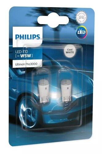 Лампа светодиодная W5W Philips Ultinon Pro3000 белый 11961U30CWB2 (2 шт) - фото 1 - id-p158013842