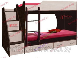 Кровать двухъярусная Крепыш 16 с вырезом для ступеньки венге/дуб молочный
