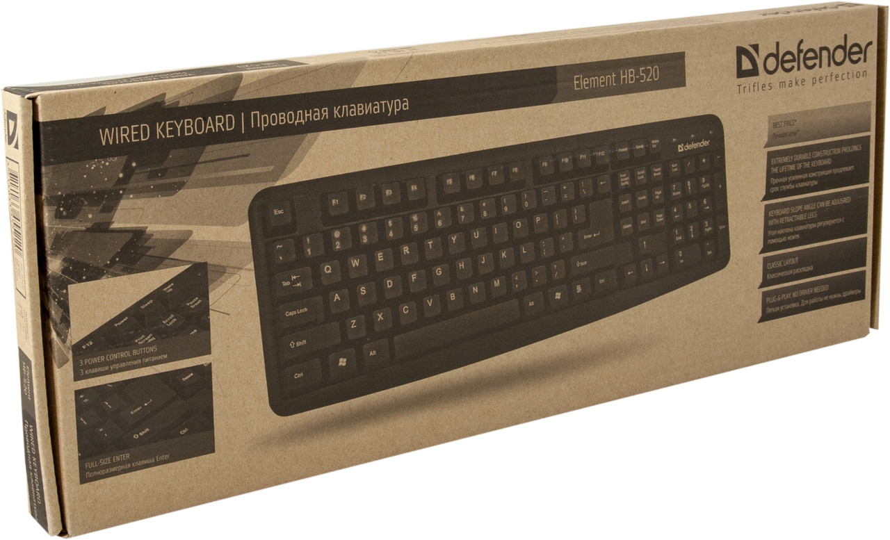 Проводная клавиатура Defender Element HB-520 PS/2 RU, полноразмерная - фото 2 - id-p14721759