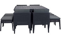 Набор уличной мебели Columbia dining set 9 (cтол, 4 кресла, 4 табурета) , графит