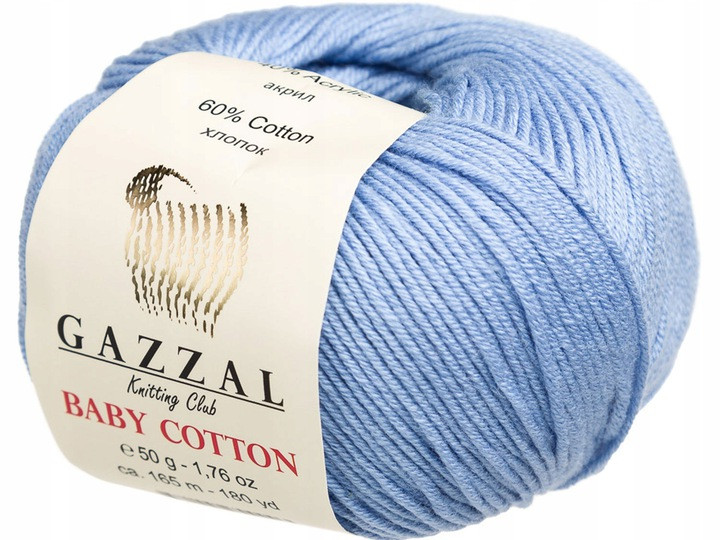 Пряжа Gazzal Baby Cotton цвет 3423 голубой - фото 1 - id-p158085230