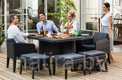 Набор уличной мебели Columbia dining set – 9 (cтол, 4 кресла, 4 табурета) , графит, фото 2