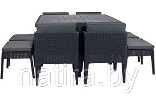 Набор уличной мебели Columbia dining set – 9 (cтол, 4 кресла, 4 табурета) , графит, фото 2