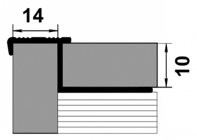 Профиль окантовочный для ступеней ПУ 17 алюминий без покрытия до 10мм длина 2500мм - фото 2 - id-p158089551