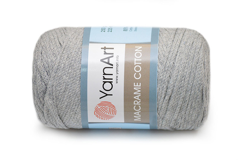 Хлопковый шнур Ярнарт Макраме Коттон (Yarnart Macrame Cotton) цвет 756 светло-серый меланж