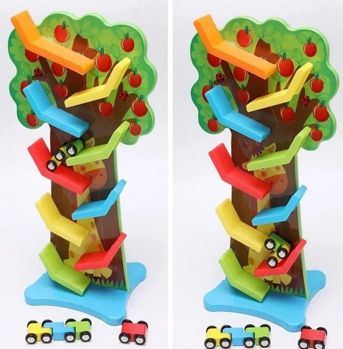 Детский деревянный автотрек горки Веселый спуск машинками для детей дерево, деревянные игрушки - фото 2 - id-p158115446