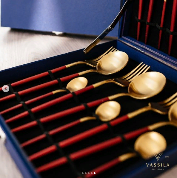 Столовые приборы в Японском стиле "Vassila" (6 персон) Подарочная коробка. Красные