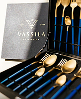 Столовые приборы в Японском стиле "Vassila" (6 персон) Подарочная коробка. Синие