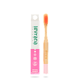 Детская бамбуковая зубная щетка с ворсом мягкой жесткости, розовая (Levrana)