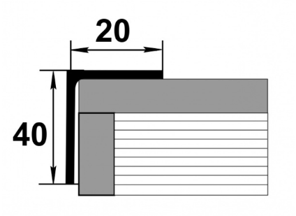 Профиль уголок разнополочный УП 14-27 серебро люкс 40*20мм длина 2700мм - фото 2 - id-p158149623