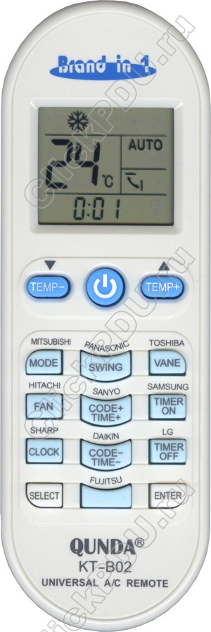 Пульт для кондиционеров QUNDA KT-B02 универсальный