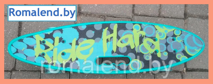 Пенни борд Penny board с принтом, светящимися колёсами и ручкой Ride Hard - фото 1 - id-p158150341