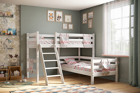 Угловая кровать Соня с наклонной лестницей - вариант 8 (2 варианта цвета) фабрика МебельГрад, фото 2