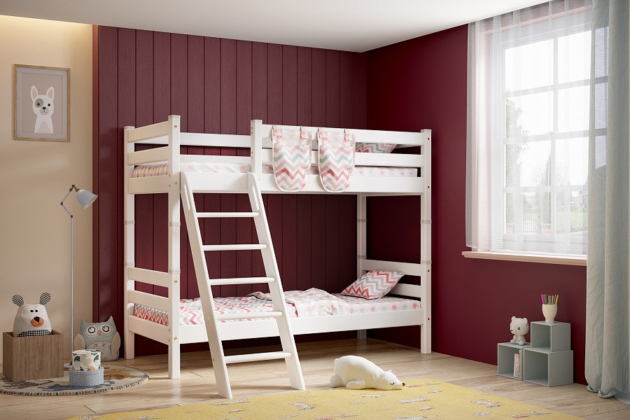 Двухъярусная кровать Соня с наклонной лестницей - вариант 10 (2 варианта цвета) фабрика МебельГрад - фото 1 - id-p95042087