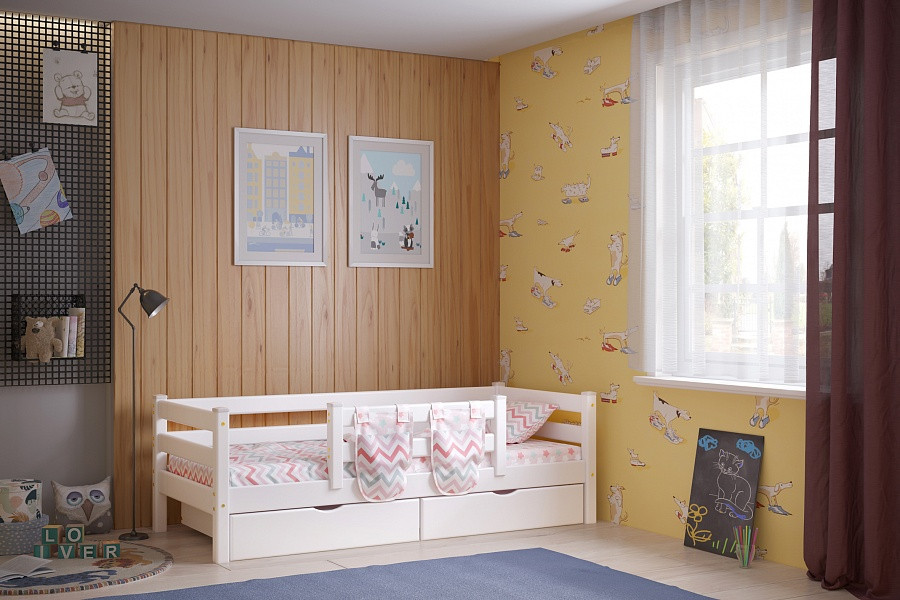 Кровать Соня с защитой по центру - вариант 4 (2 варианта цвета) фабрика МебельГрад - фото 4 - id-p158152257
