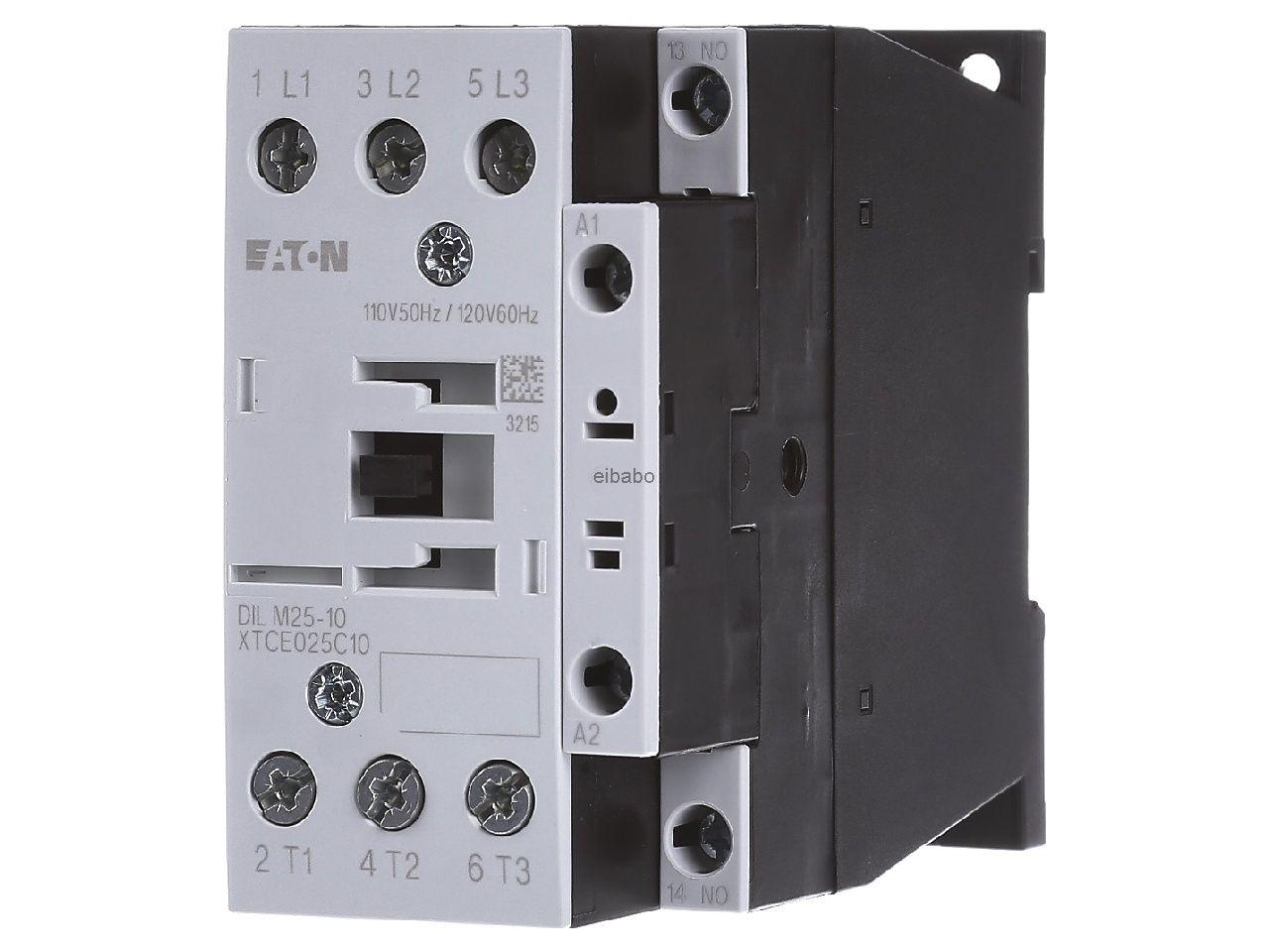 Контактор DILM25-10(110V50HZ,120V60HZ), 3P, 25A/(40A по AC-1), 11kW(400VAC), 110V50Hz/120V60Hz, 1NO