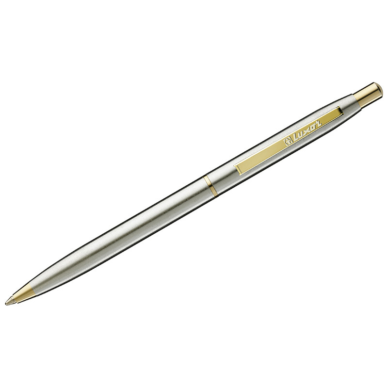 Ручка шариковая Luxor "Sterling" синяя, 1,0мм, корпус хром/золото, кнопочный механизм 8210(работаем с юр