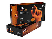 Перчатки нитриловые, р-р 9/L, оранж., уп. 25 пар,  JetaSafety (Ультрапрочные нитриловые перчатки JetaSafety