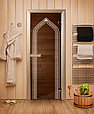 Дверь стеклянная DoorWood 700*1900 "Арка Бронза" стекло бронза прозрачная 8 мм, коробка листв., дер. ручка, фото 3