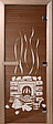 Дверь стеклянная DoorWood 700*1900 "Банька Бронза" стекло бронза прозрачная 8 мм, коробка листв., дер. ручка, фото 2