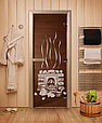 Дверь стеклянная DoorWood 700*1900 "Банька Бронза" стекло бронза прозрачная 8 мм, коробка листв., дер. ручка, фото 3