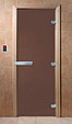 Дверь стеклянная DoorWood 800*2100 "Теплая ночь" стекло бронза матовая 8 мм, коробка ольха, алюм. ручка, фото 2