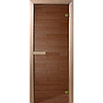 Дверь стеклянная DoorWood 700*1900 "Теплый день" стекло бронза прозрачная 6 мм, коробка осина, дер. ручка, фото 2