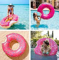 Надувной круг для плавания Пончик розовый, разные размеры!