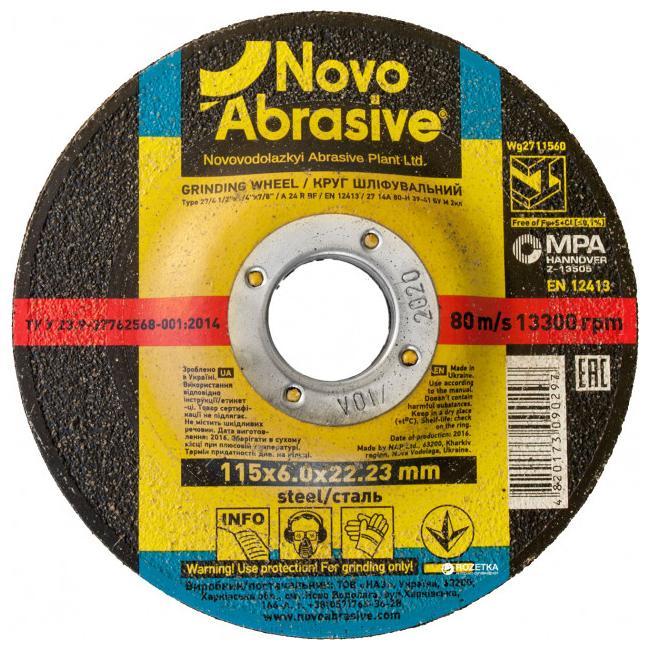 Круг шлифовальный по металлу NOVOABRASIVE 27 14А 115 6,0 22,23