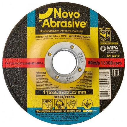 Круг шлифовальный по металлу NOVOABRASIVE 27 14А 115 6,0 22,23, фото 2