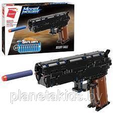 Конструктор Qman 6005 "Пистолет Desert Eagle, 268 дет, СТРЕЛЯЕТ, 10 мягких пуль АНАЛОГ LEGO