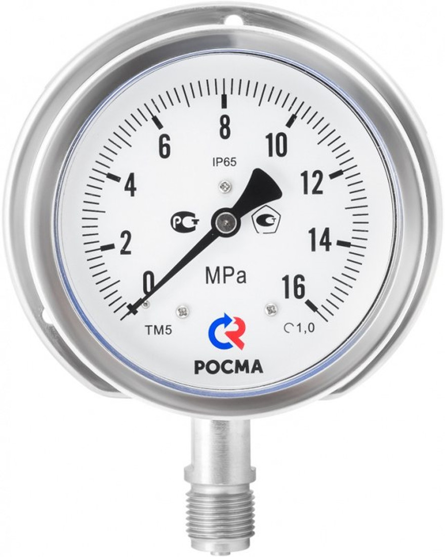 Мановакуумметр виброустойчивый ТМВ-521РКТ.10(-0,1-0,5MPa) M20x1,5.1,0 Глицерин - фото 1 - id-p147429188