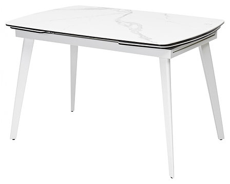 Стол ELIOT 120 HIGH GLOSS STATUARIO Белый мрамор глянцевый, керамика/ белый каркас М-City, фото 2