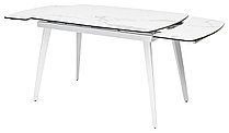 Стол ELIOT 120 HIGH GLOSS STATUARIO Белый мрамор глянцевый, керамика/ белый каркас М-City, фото 2