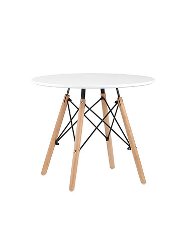 Стол круглый EAMES DSW SMALL D=60, белый на дер. Ножках, фото 2