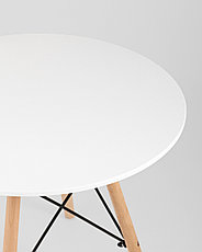 Стол круглый EAMES DSW SMALL D=60, белый на дер. Ножках, фото 3