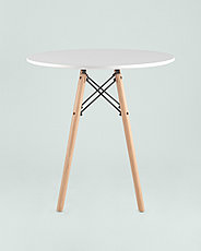 Стол круглый EAMES DSW D=70, белый на дер. ножках, фото 3