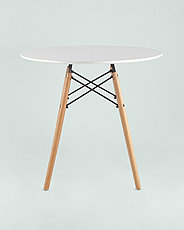 Стол круглый EAMES DSW D=80, белый на дер. ножках, фото 3