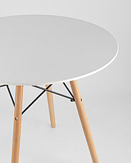 Стол круглый EAMES DSW D=80, белый на дер. ножках, фото 2