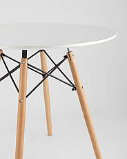 Стол круглый EAMES DSW D=80, белый на дер. ножках, фото 3