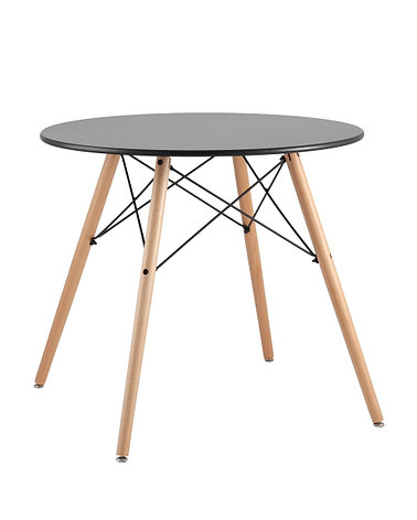 Стол круглый EAMES DSW D=80, черный на дер. ножках, фото 2