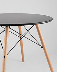 Стол круглый EAMES DSW D=80, черный на дер. ножках, фото 3