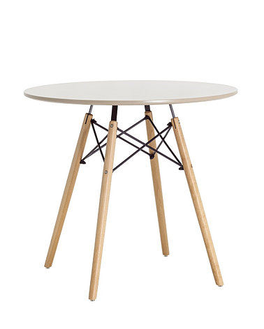Стол круглый EAMES DSW D=80, бежевый на дер. ножках, фото 2