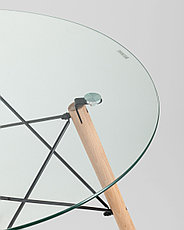Стол круглый EAMES DSW D=80, стеклянный на дер. Ножках, фото 2