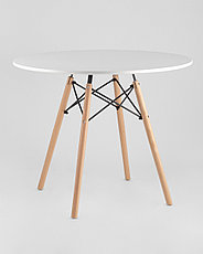 Стол круглый EAMES DSW D=90, белый на дер. ножках, фото 2
